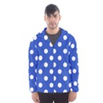 Polka Dots - White on Cerulean Blue Hooded Wind Breaker (Men)