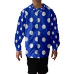 Polka Dots - White on Cerulean Blue Hooded Wind Breaker (Kids)