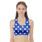 Polka Dots - White on Cerulean Blue Women s Sports Bra with Border