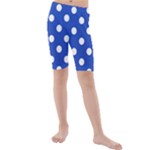 Polka Dots - White on Cerulean Blue Kid s Mid Length Swim Shorts