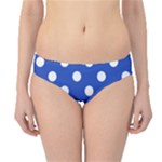 Polka Dots - White on Cerulean Blue Hipster Bikini Bottoms