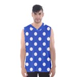 Polka Dots - White on Cerulean Blue Men s Basketball Tank Top