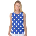 Polka Dots - White on Cerulean Blue Women s Basketball Tank Top