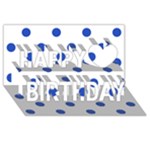 Polka Dots - Cerulean Blue on White Happy Birthday 3D Greeting Card (8x4)