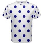 Polka Dots - Dark Blue on White Men s Cotton Tee