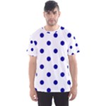 Polka Dots - Dark Blue on White Men s Sport Mesh Tee