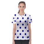 Polka Dots - Dark Blue on White Women s Sport Mesh Tee