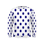 Polka Dots - Dark Blue on White Kid s Sweatshirt