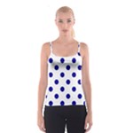 Polka Dots - Dark Blue on White Spaghetti Strap Top