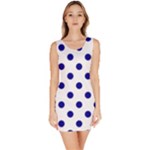 Polka Dots - Dark Blue on White Bodycon Dress