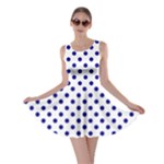 Polka Dots - Dark Blue on White Skater Dress