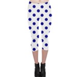 Polka Dots - Dark Blue on White Capri Leggings