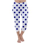 Polka Dots - Dark Blue on White Capri Winter Leggings