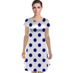 Polka Dots - Dark Blue on White Cap Sleeve Nightdress