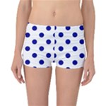 Polka Dots - Dark Blue on White Reversible Boyleg Bikini Bottoms