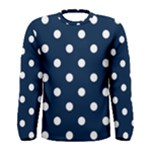 Polka Dots - White on Oxford Blue Men s Long Sleeve T-shirt