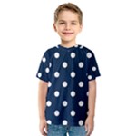 Polka Dots - White on Oxford Blue Kid s Sport Mesh Tee