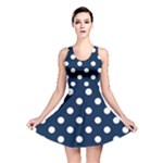 Polka Dots - White on Oxford Blue Reversible Skater Dress