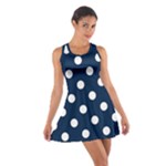 Polka Dots - White on Oxford Blue Cotton Racerback Dress