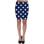 Polka Dots - White on Oxford Blue Bodycon Skirt