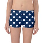 Polka Dots - White on Oxford Blue Boyleg Bikini Bottoms