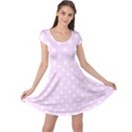 Polka Dots - White on Pale Thistle Violet Cap Sleeve Dress