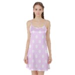 Polka Dots - White on Pale Thistle Violet Satin Night Slip