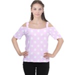 Polka Dots - White on Pale Thistle Violet Women s Cutout Shoulder Tee