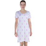 Polka Dots - Pale Thistle Violet on White Short Sleeve Nightdress