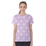 Polka Dots - White on Thistle Violet Women s Cotton Tee