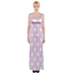 Polka Dots - White on Thistle Violet Maxi Thigh Split Dress