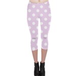 Polka Dots - White on Thistle Violet Capri Leggings