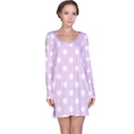 Polka Dots - White on Thistle Violet Long Sleeve Nightdress