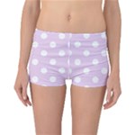 Polka Dots - White on Thistle Violet Reversible Boyleg Bikini Bottoms