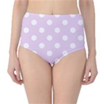 Polka Dots - White on Thistle Violet High-Waist Bikini Bottoms