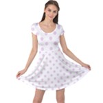 Polka Dots - Thistle Violet on White Cap Sleeve Dress