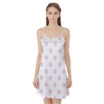 Polka Dots - Thistle Violet on White Satin Night Slip