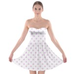 Polka Dots - Thistle Violet on White Strapless Bra Top Dress