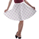 Polka Dots - Thistle Violet on White A-line Skater Skirt