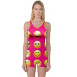 Emoji Pink One Piece Boyleg Swimsuit