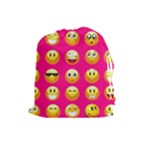 Emoji Pink Drawstring Pouch (Large)