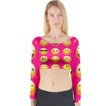 Emoji Pink Long Sleeve Crop Top (Tight Fit)