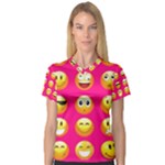 Emoji Pink Women s V-Neck Sport Mesh Tee