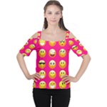 Emoji Pink Women s Cutout Shoulder Tee