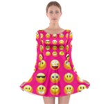 Emoji Pink Long Sleeve Skater Dress