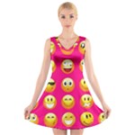 Emoji Pink V-Neck Sleeveless Dress