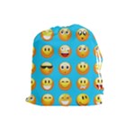 Emoji Blue Drawstring Pouch (Large)