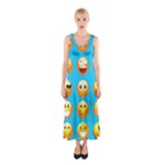 Emoji Blue Sleeveless Maxi Dress