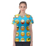 Emoji Blue Women s Sport Mesh Tee