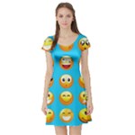 Emoji Blue Short Sleeve Skater Dress